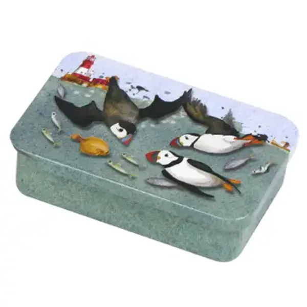 Hovedbilde Liten tinnboks - Diving Puffins