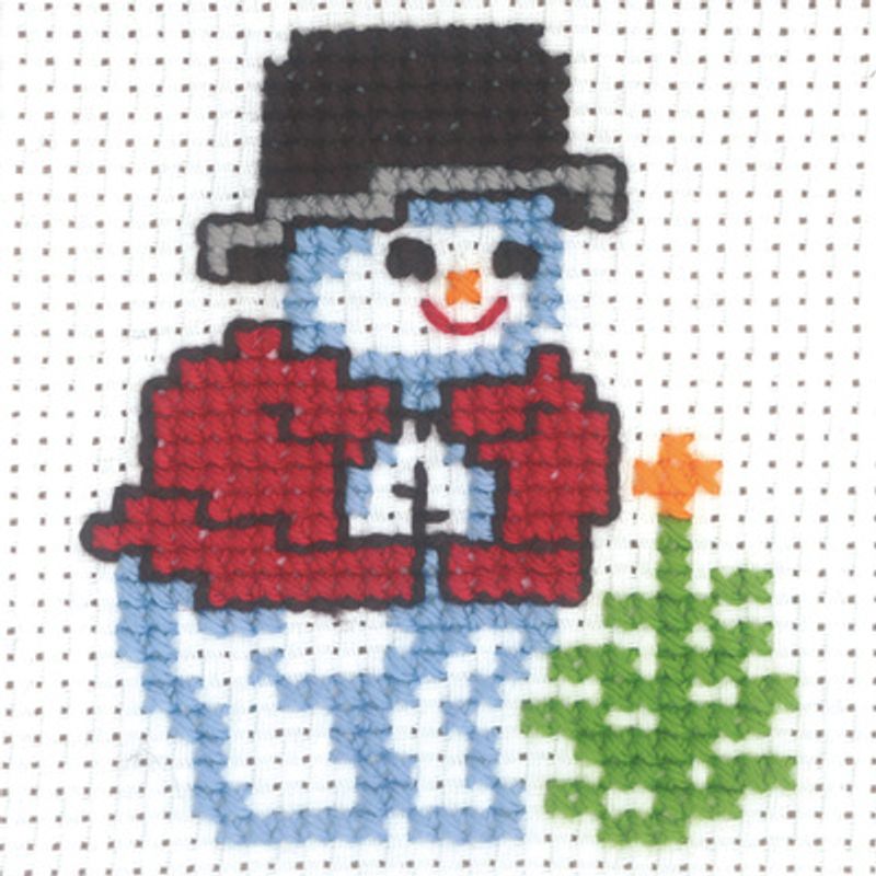 Snømann med grantre kit 10x10cm
